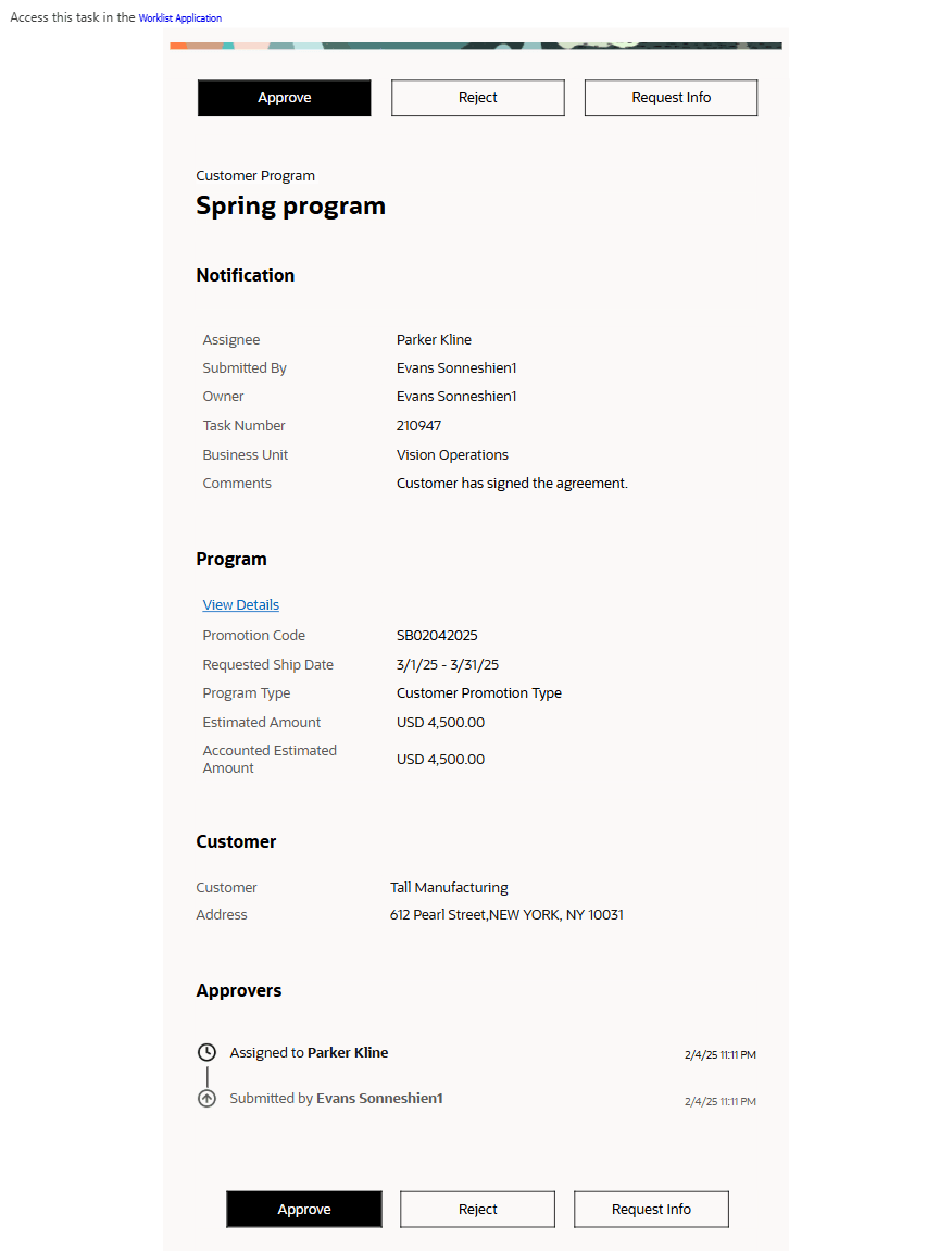 Email Notification for Program Approval