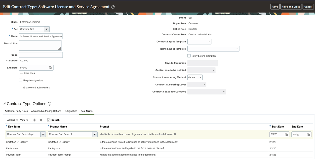Manage contract types