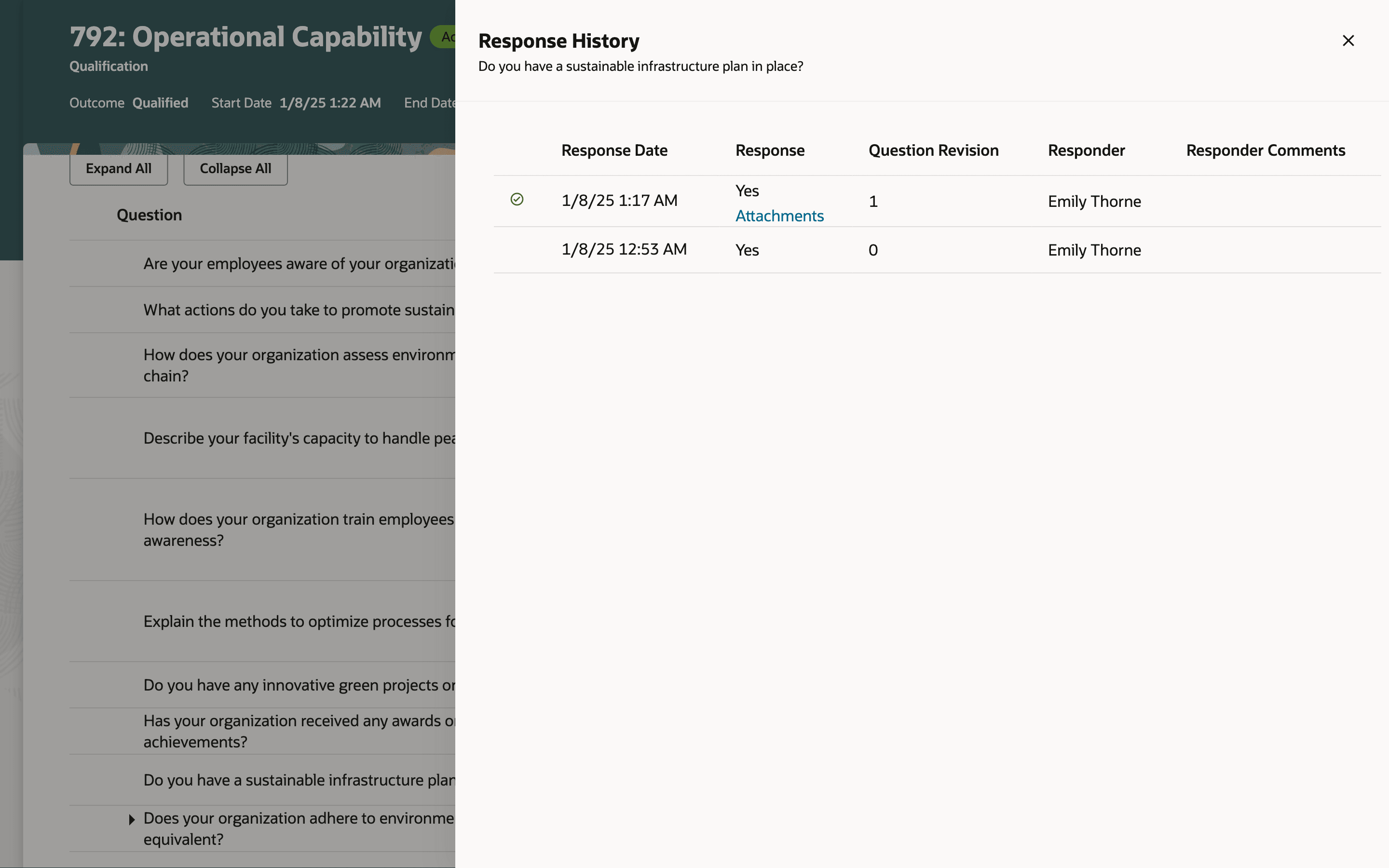 View Question Response History.