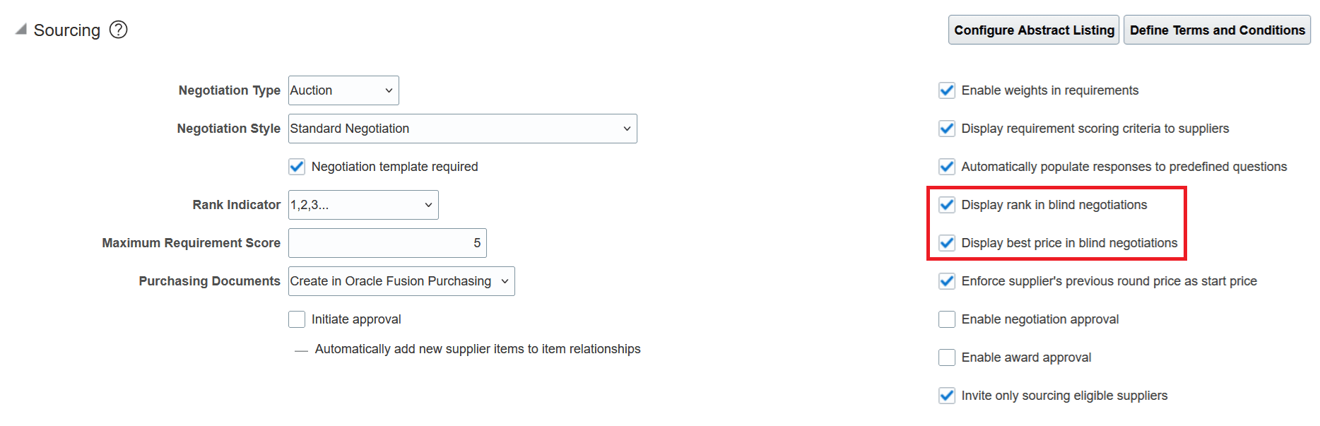 Enable Rank and Best Price in Configure Procurement Business Function