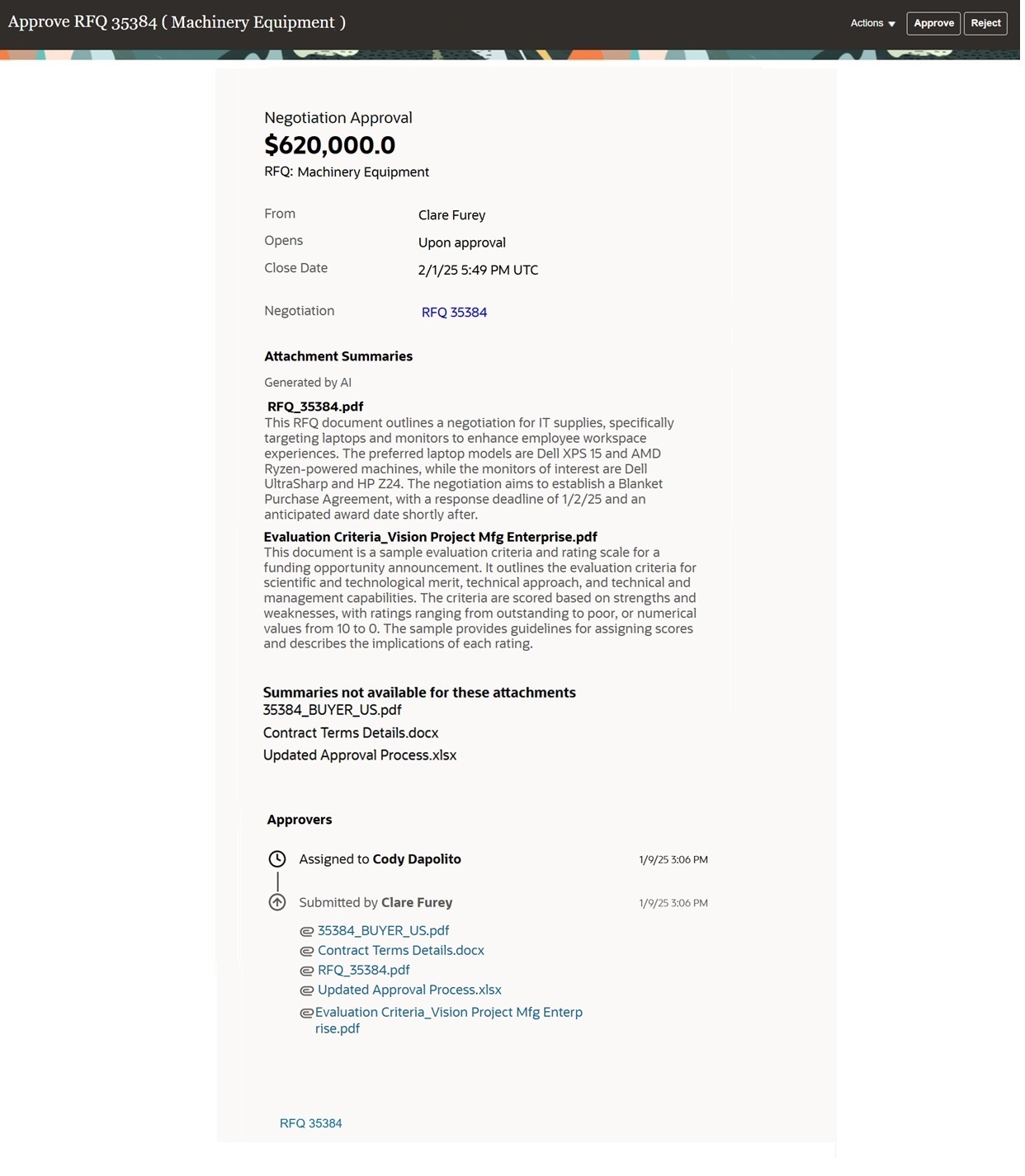 Negotiation Approval Notification with Gen AI Attachment Summaries
