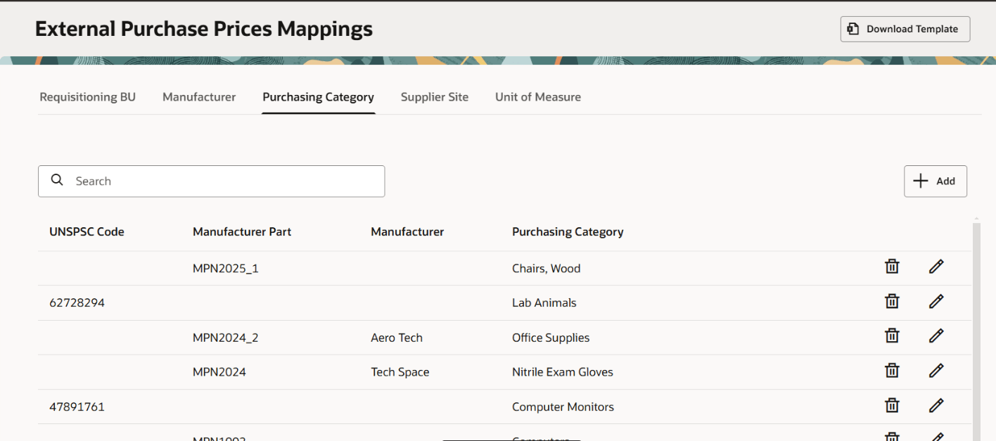 Purchase Category Mapping with UNSPSC Code