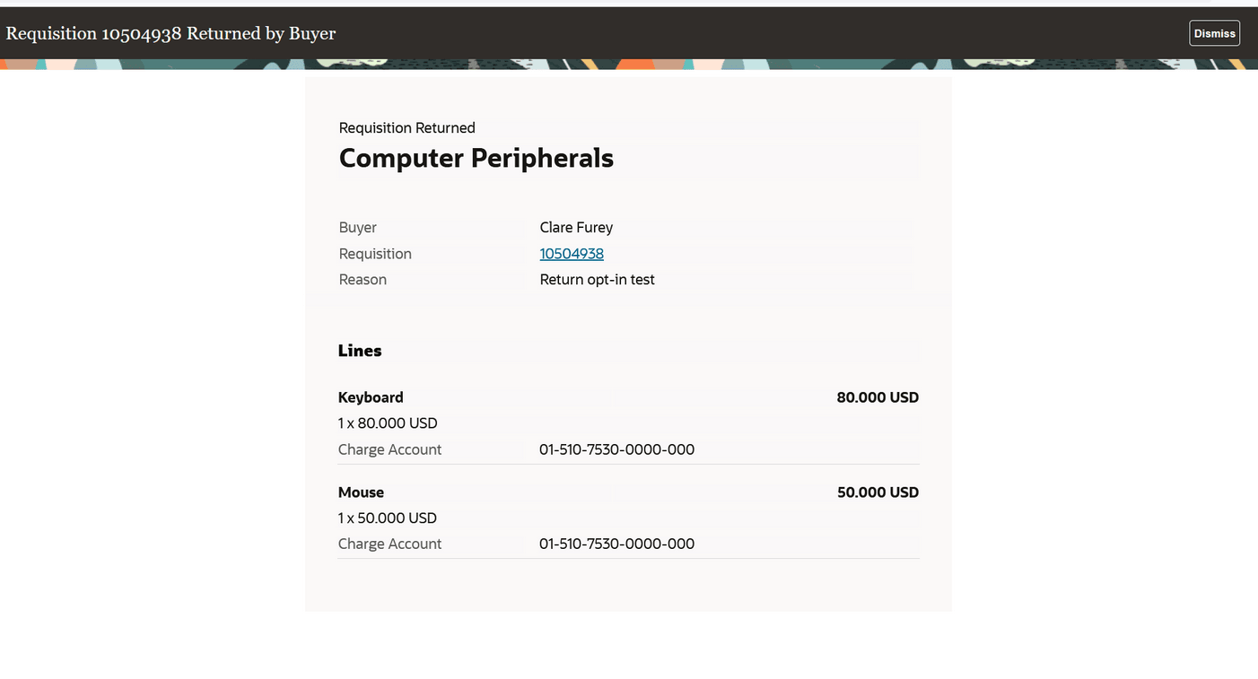 Requisition Returned FYI Notification