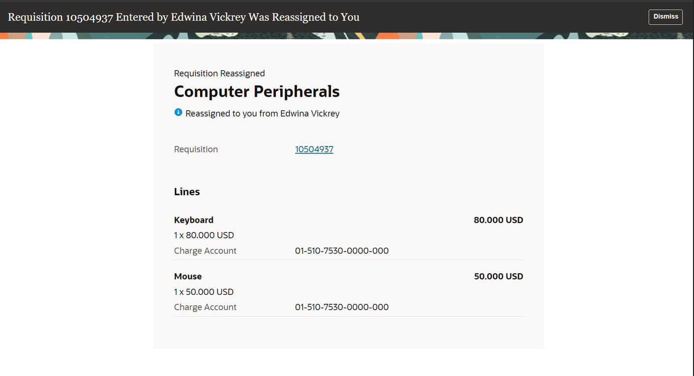 Requisition Reassigned FYI Notification