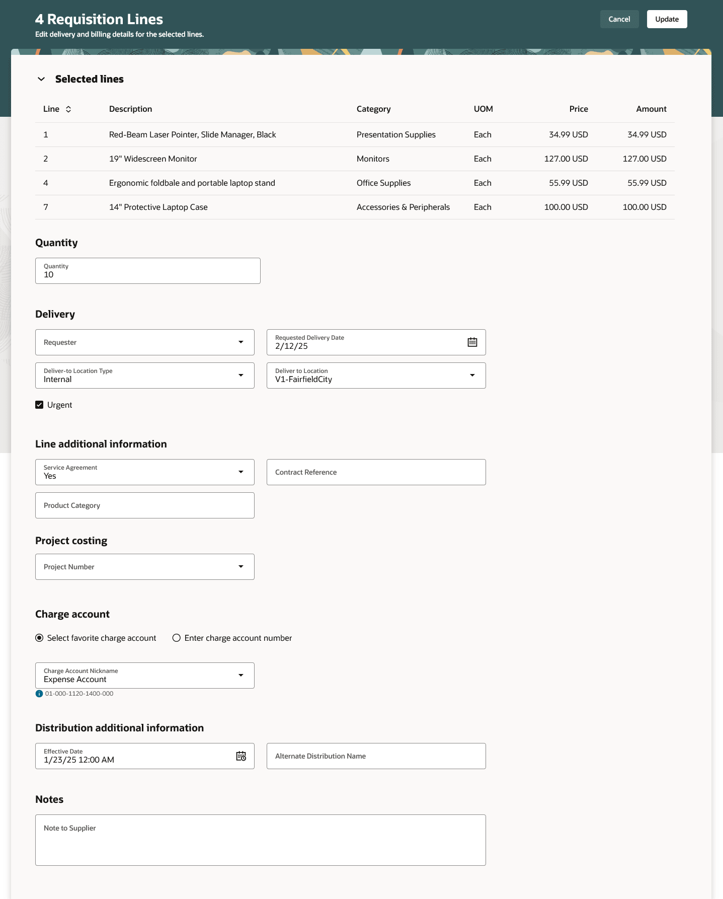 Edit Multiple Lines Page