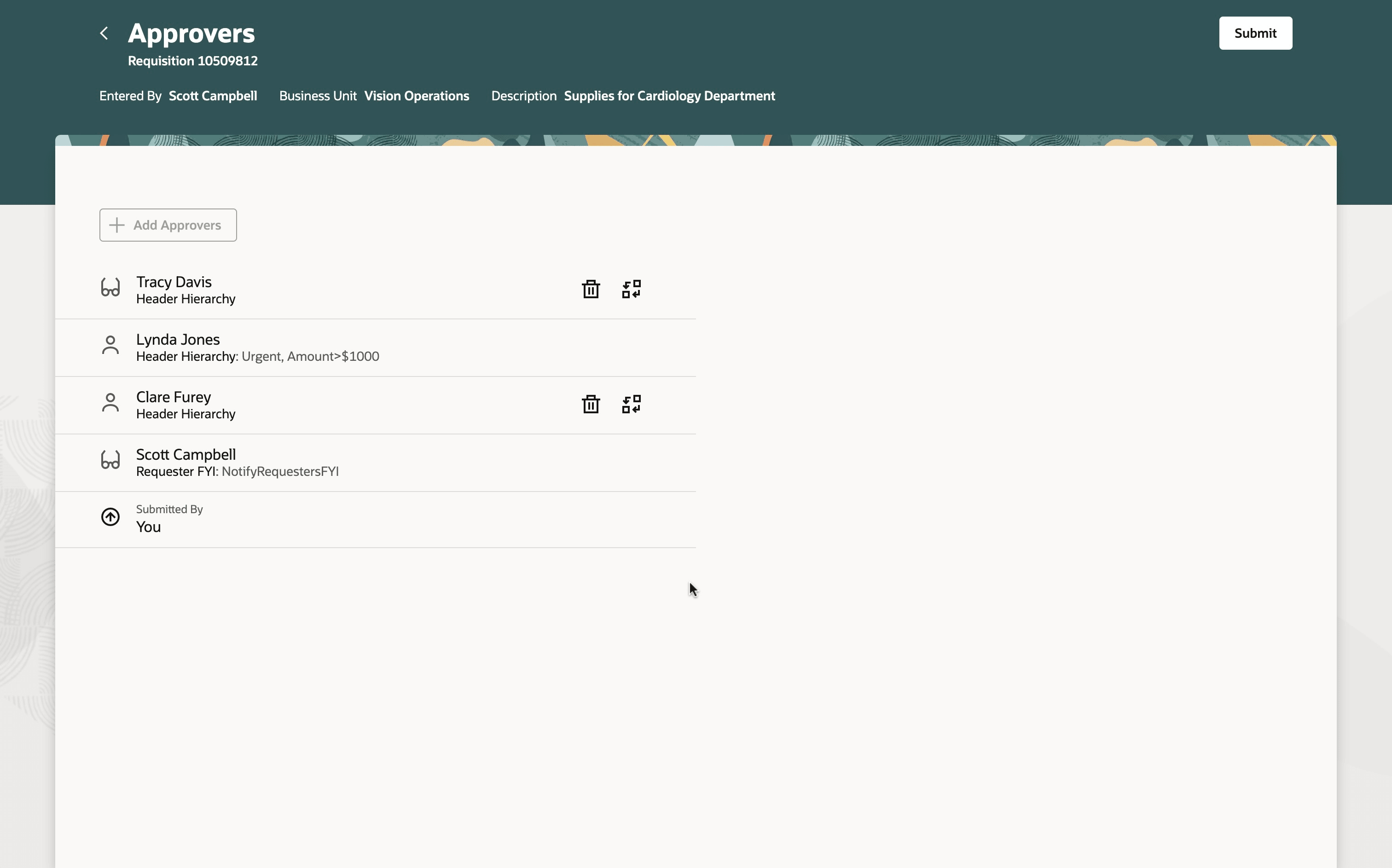 Manage FYI Approvers and View Approval Rule Names during Shopping Checkout