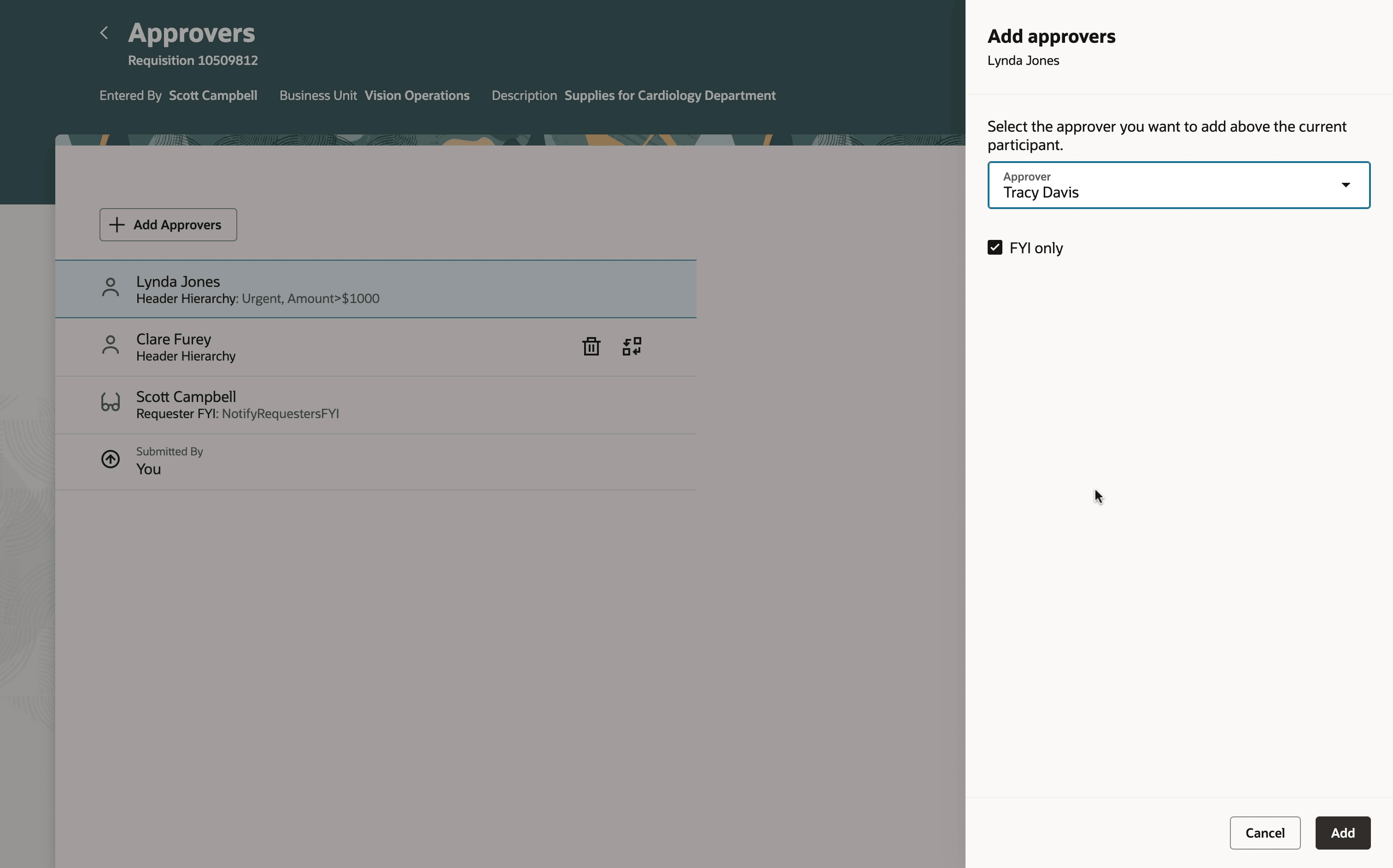 Adding an FYI Approver
