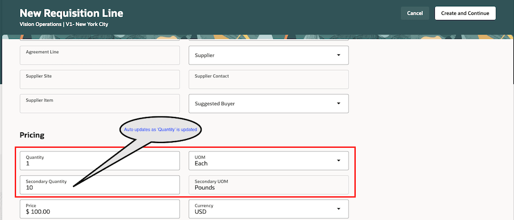 Using a dual UOM-controlled Item on the Enter Requisition Line page
