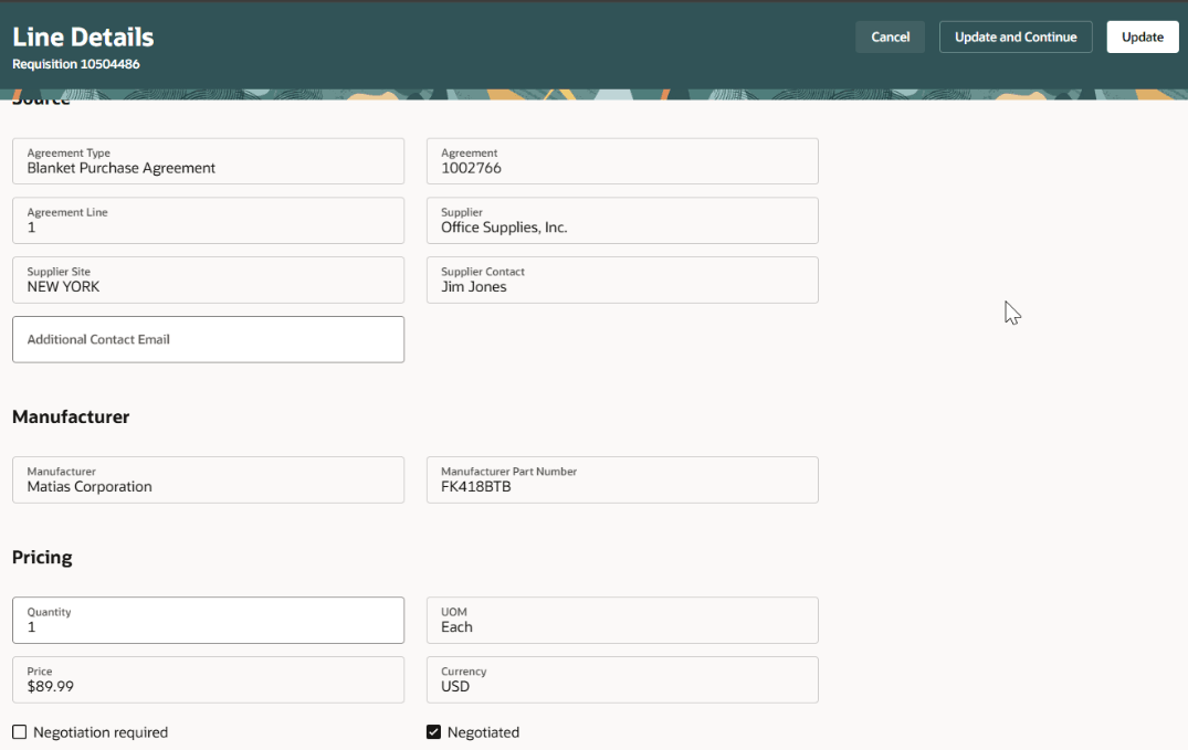Negotitation Required and Negotiated Attributes on Line Details