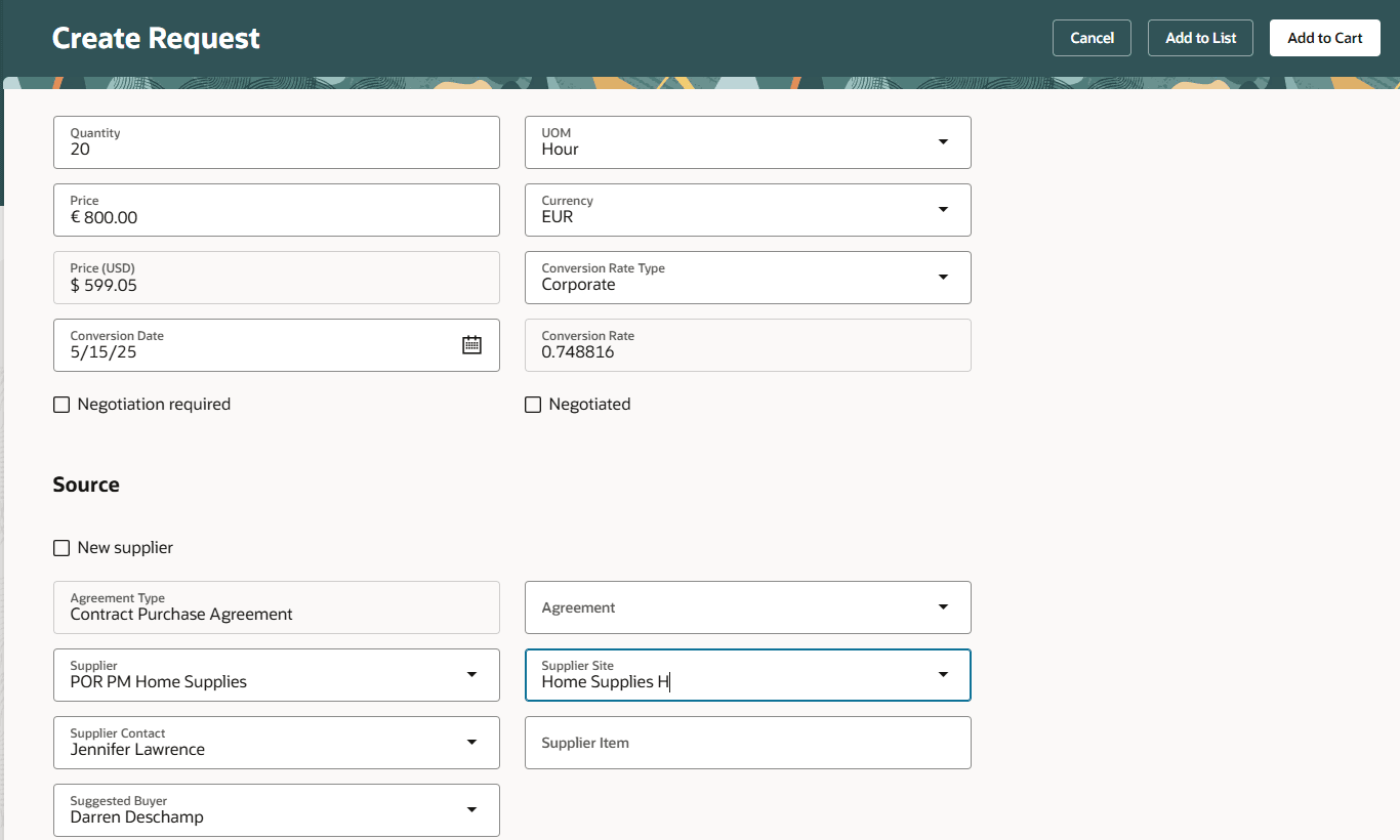 Suggested Buyer LOV Available on a Smart Form