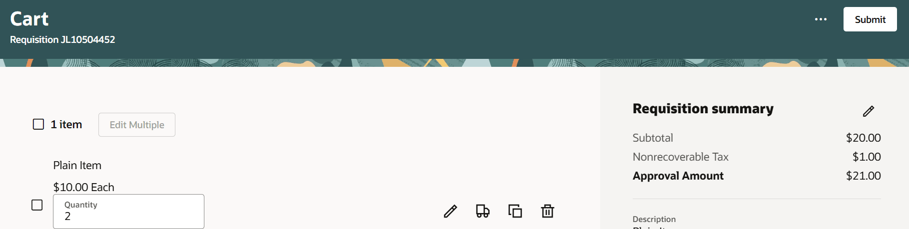 Navigation to Line Details from the Shopping Cart
