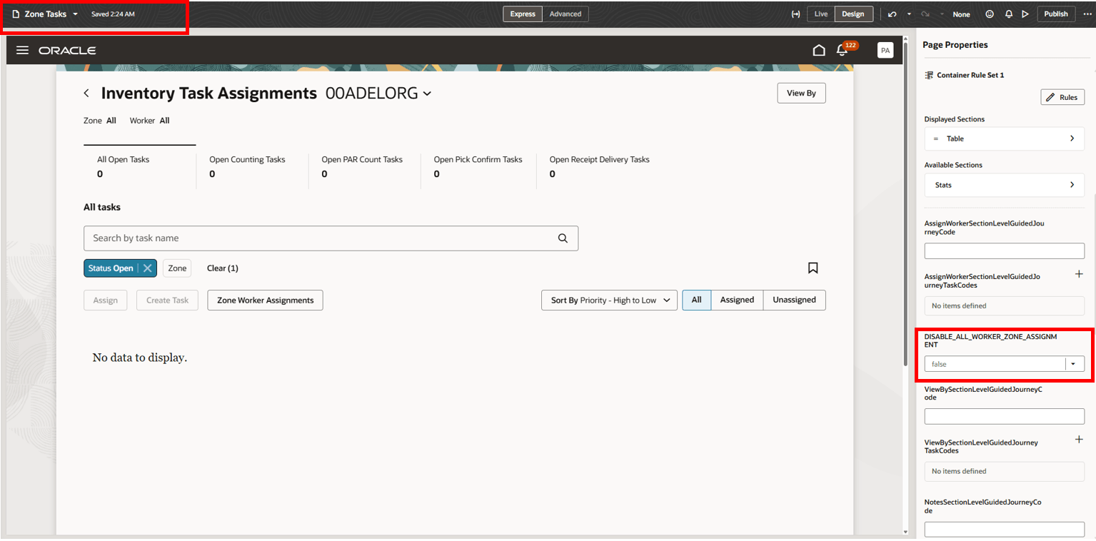 Inventory Task Assignments: Visual Builder Studio’s Express Mode