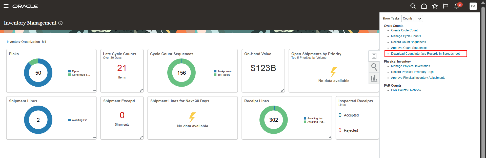 Download Count Interface Records in Spreadsheet
