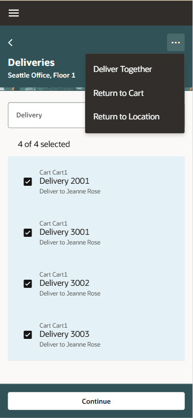 Select Multiple Deliveries to Deliver Together