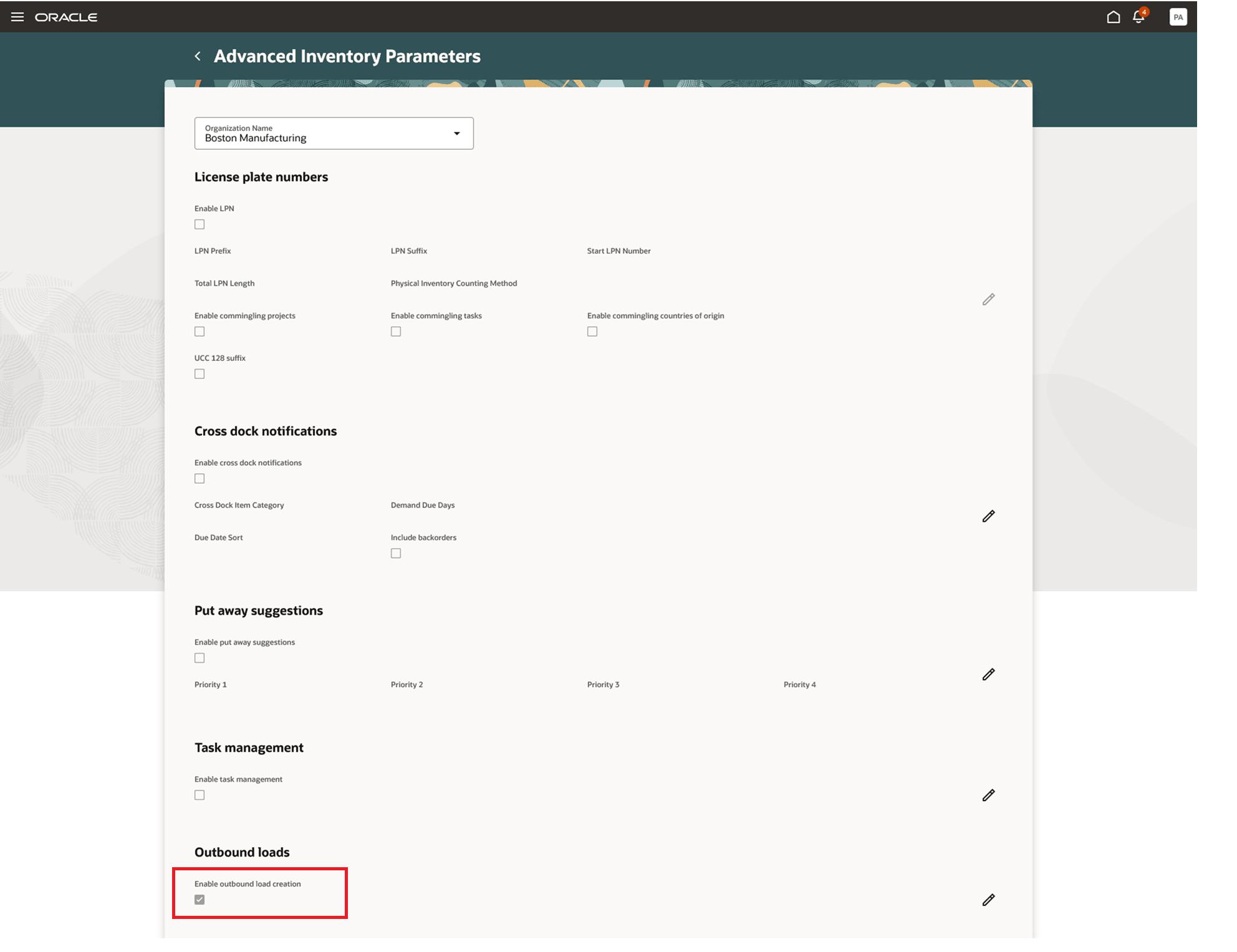 Advanced Inventory Parameters