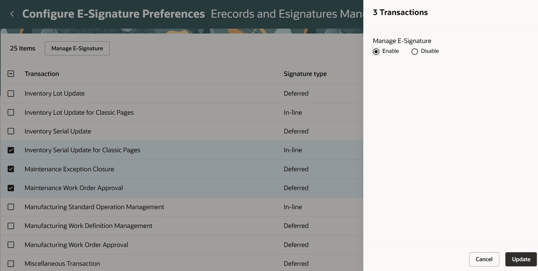 Manage E-Signature