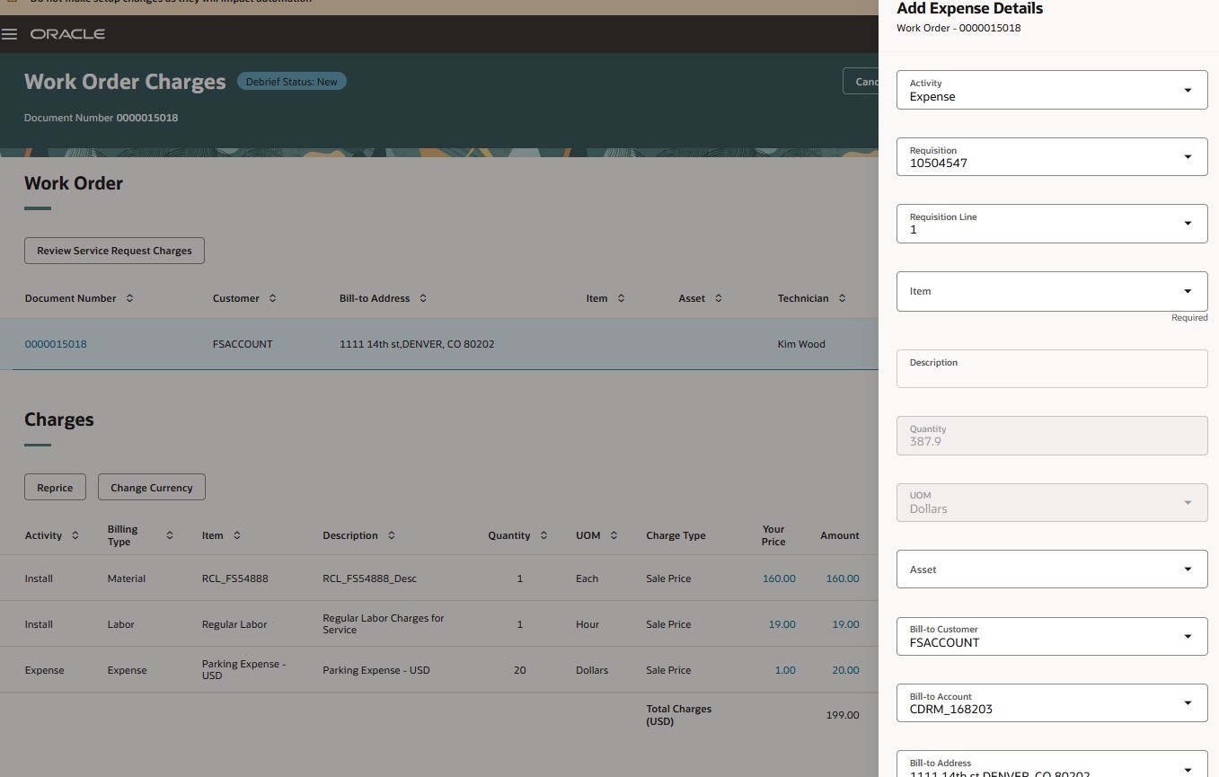 Expense Charge for a Requisiton Line wihout a Item