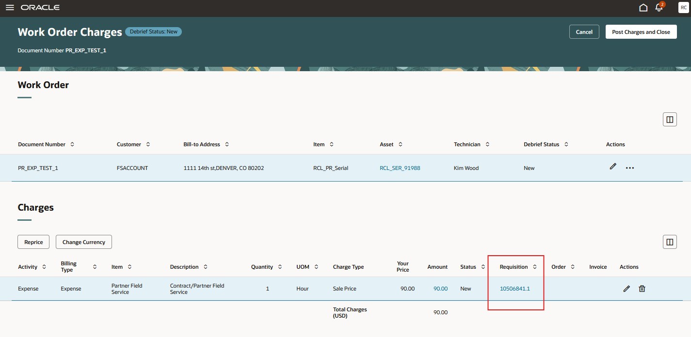 Expense Charge with Requisition