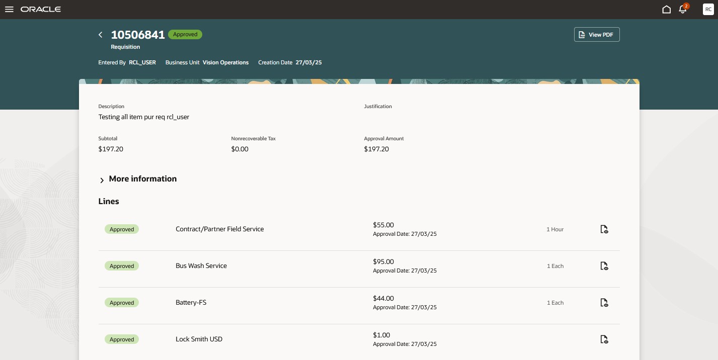 Purchase Requisition Drill Down