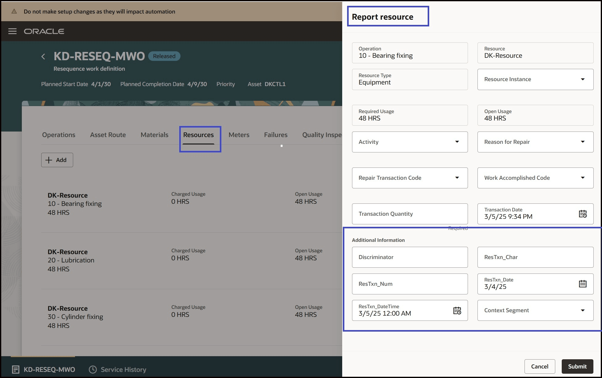 Report Resource with Additional Information 