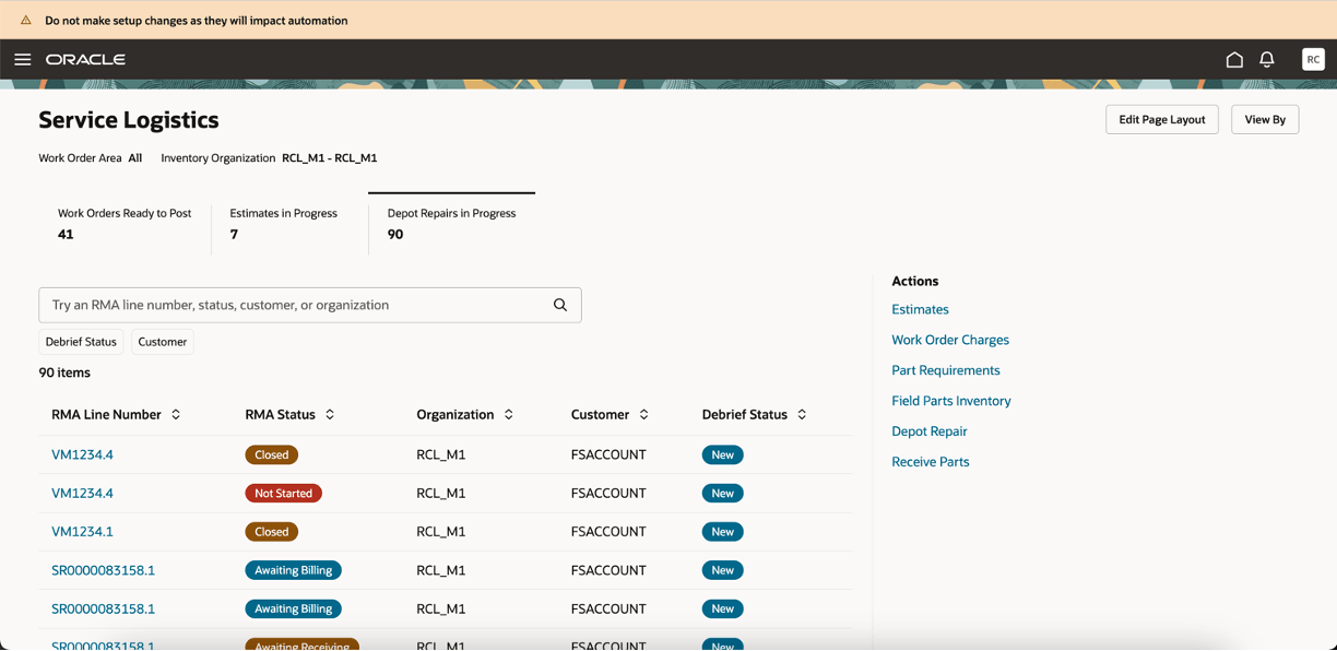 Service Logistics Landing Page - Depot Repair
