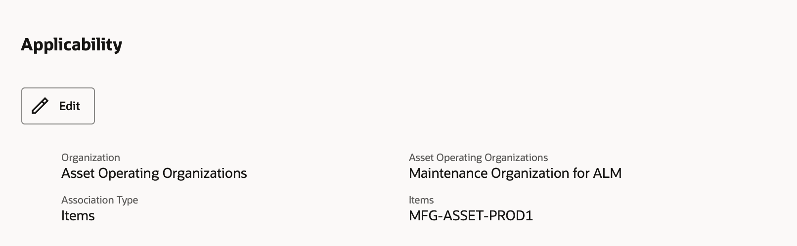 Screenshot showing Applicability section for Operational Rules