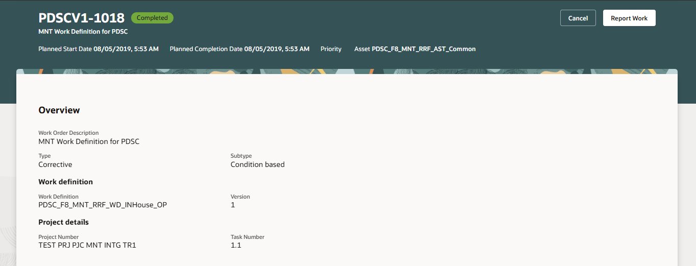 Preview Work Order with a new section for Project Details