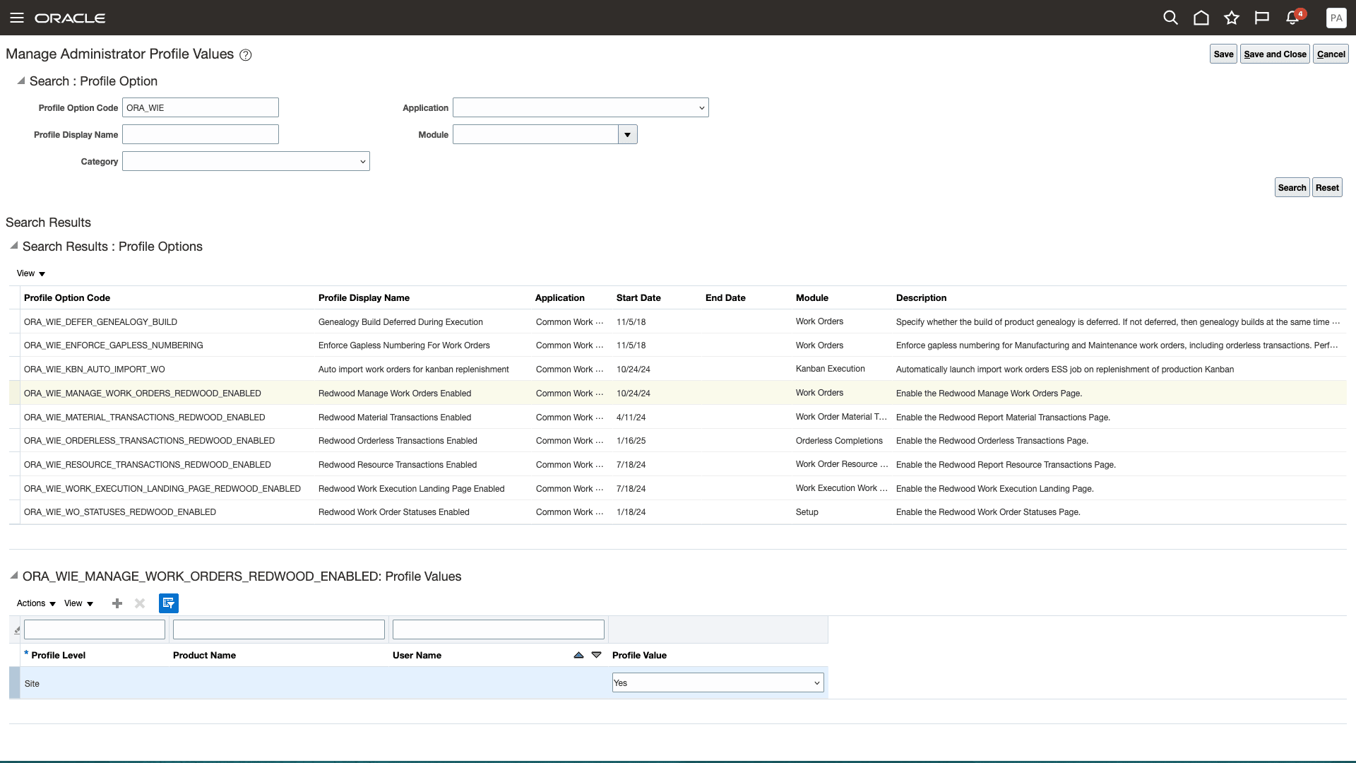Profile Option to enable the Redwood Experience for Work Orders