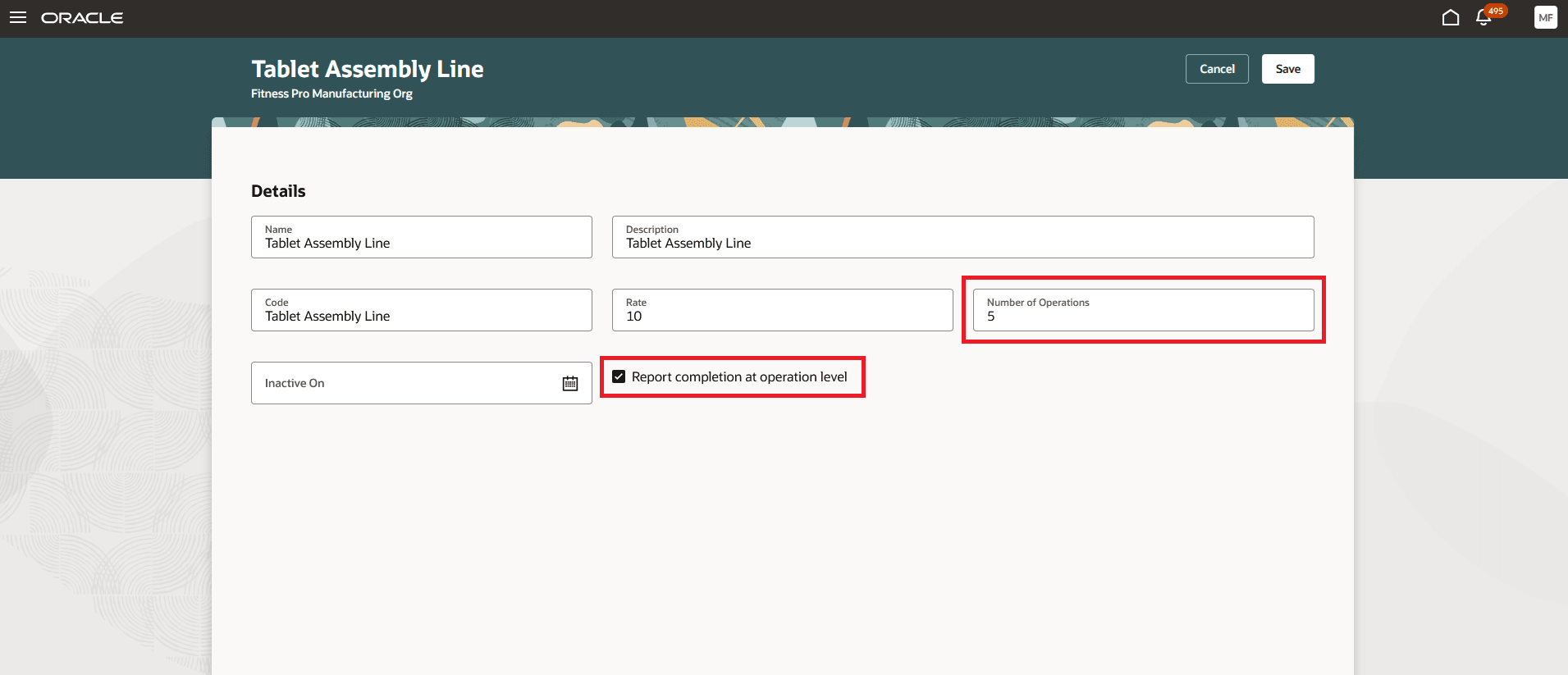 Specify Number of Line Operations and Indicate if Production Reporting can be done at Operation Level
