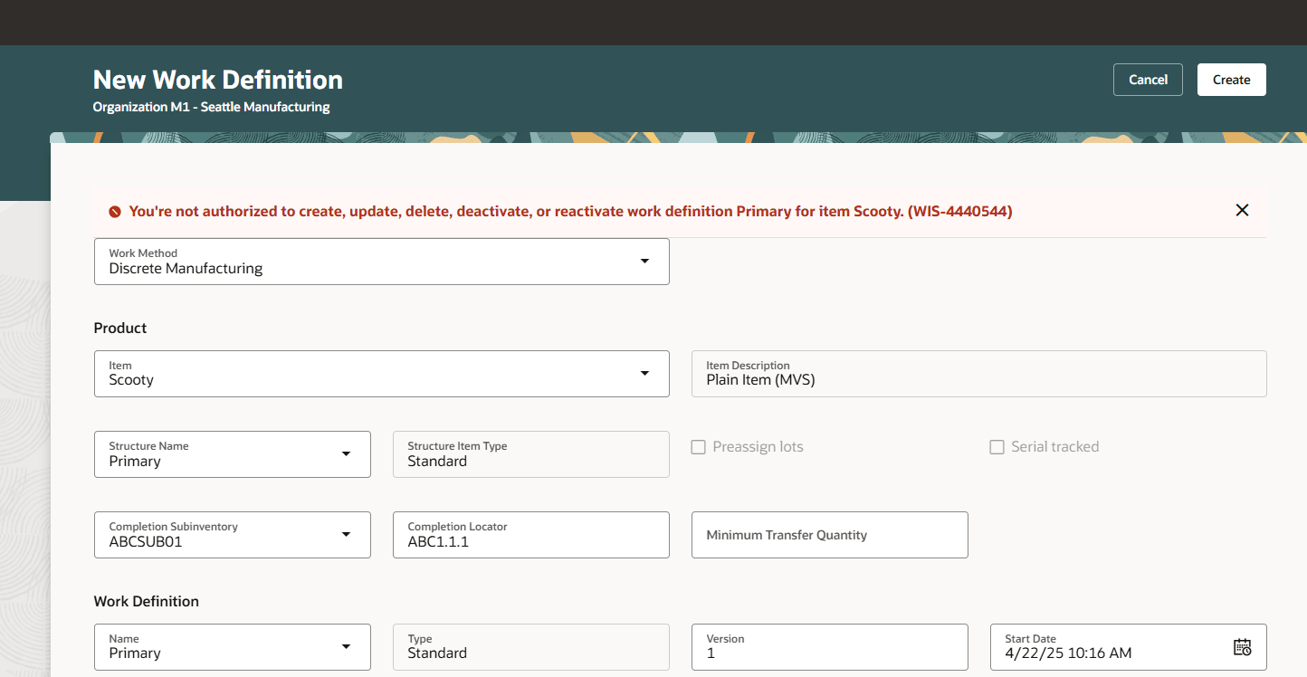 Work Definition Data Security Error