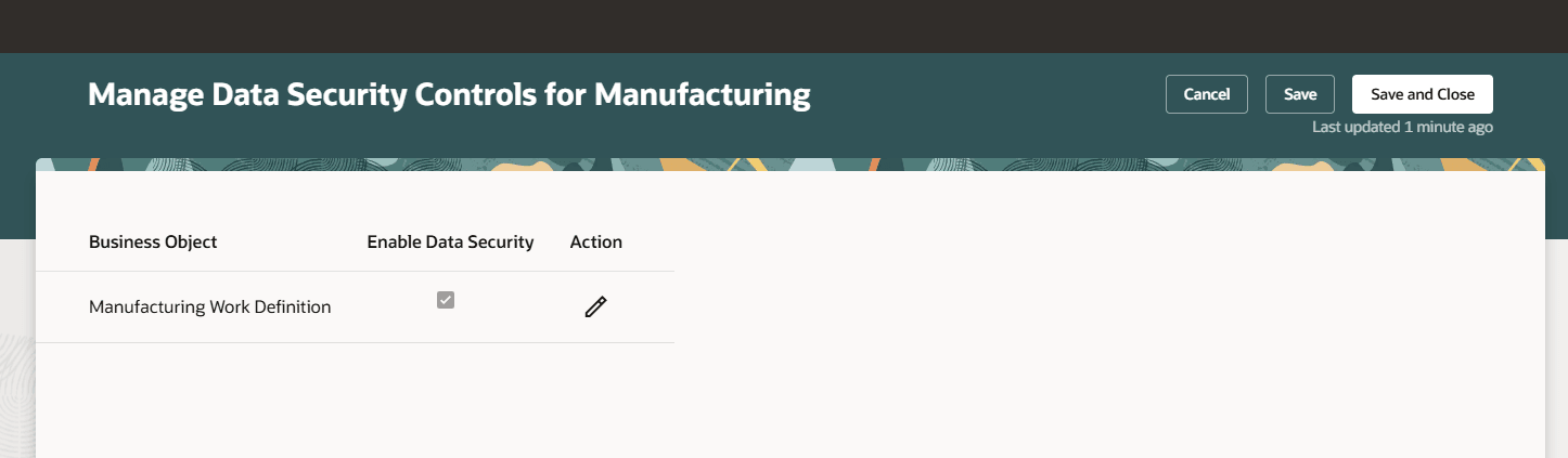 Manage Data Security Controls for Manufacturing
