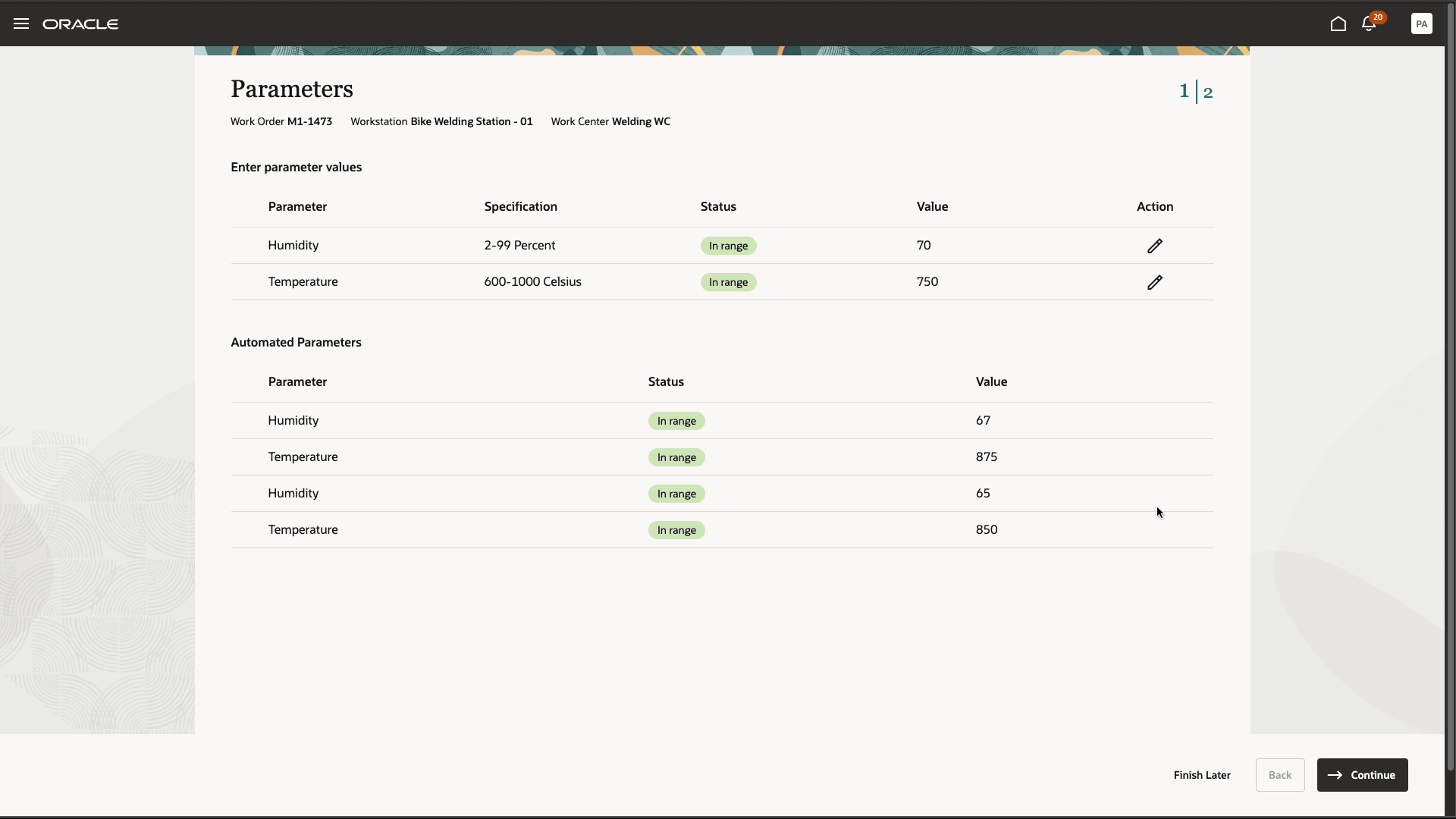Enter Operational Parameters Manually