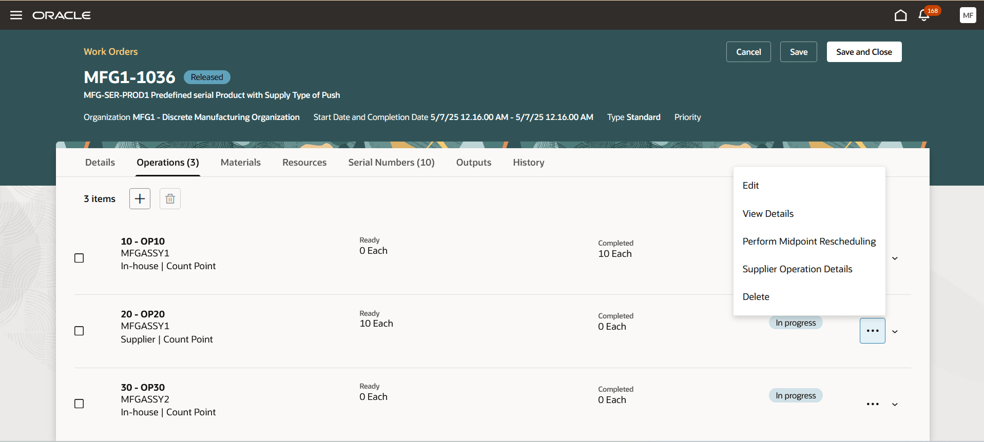 Navigation to Supplier Operation Details
