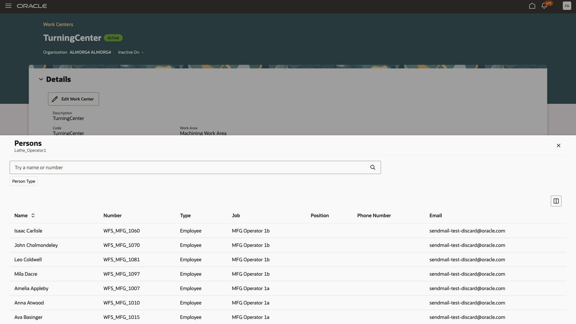 View Persons in Work Center Resources page