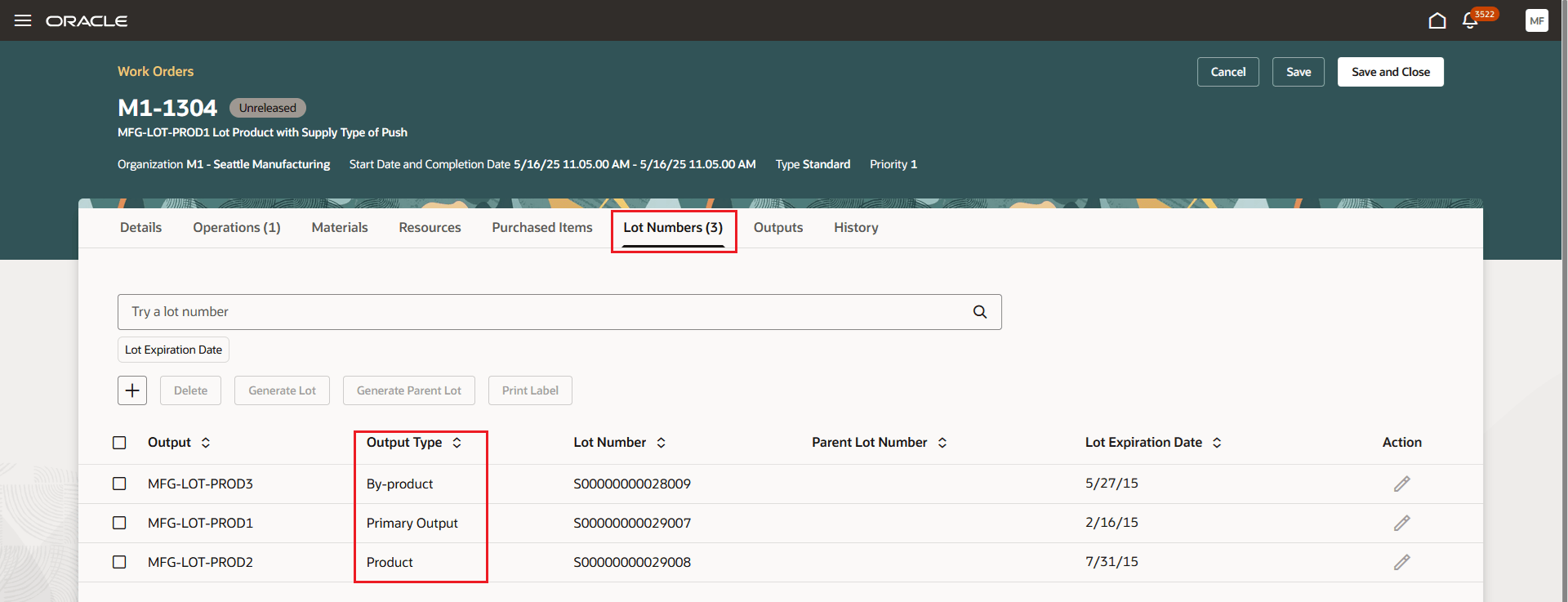 Process Work Order: Preassigned Lots