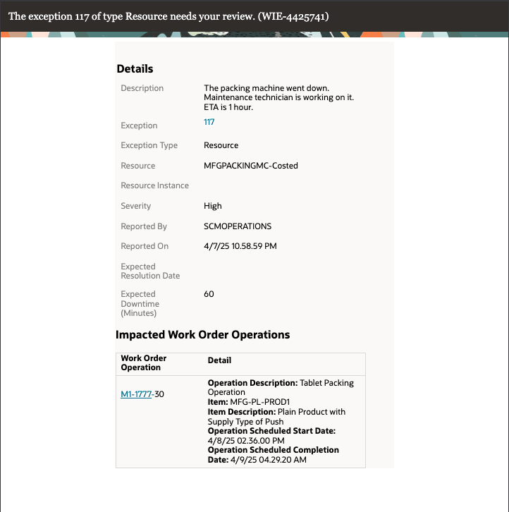 Redwood-Style Production Exception Notification