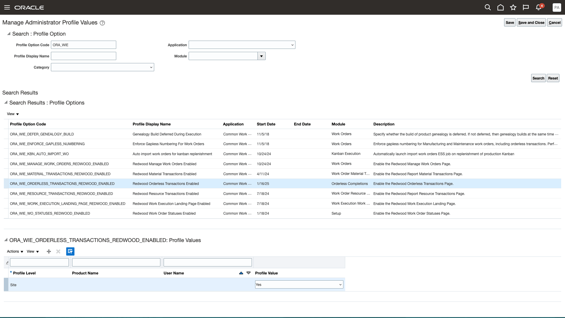 Profile Option for Orderless Transactions Redwood Page