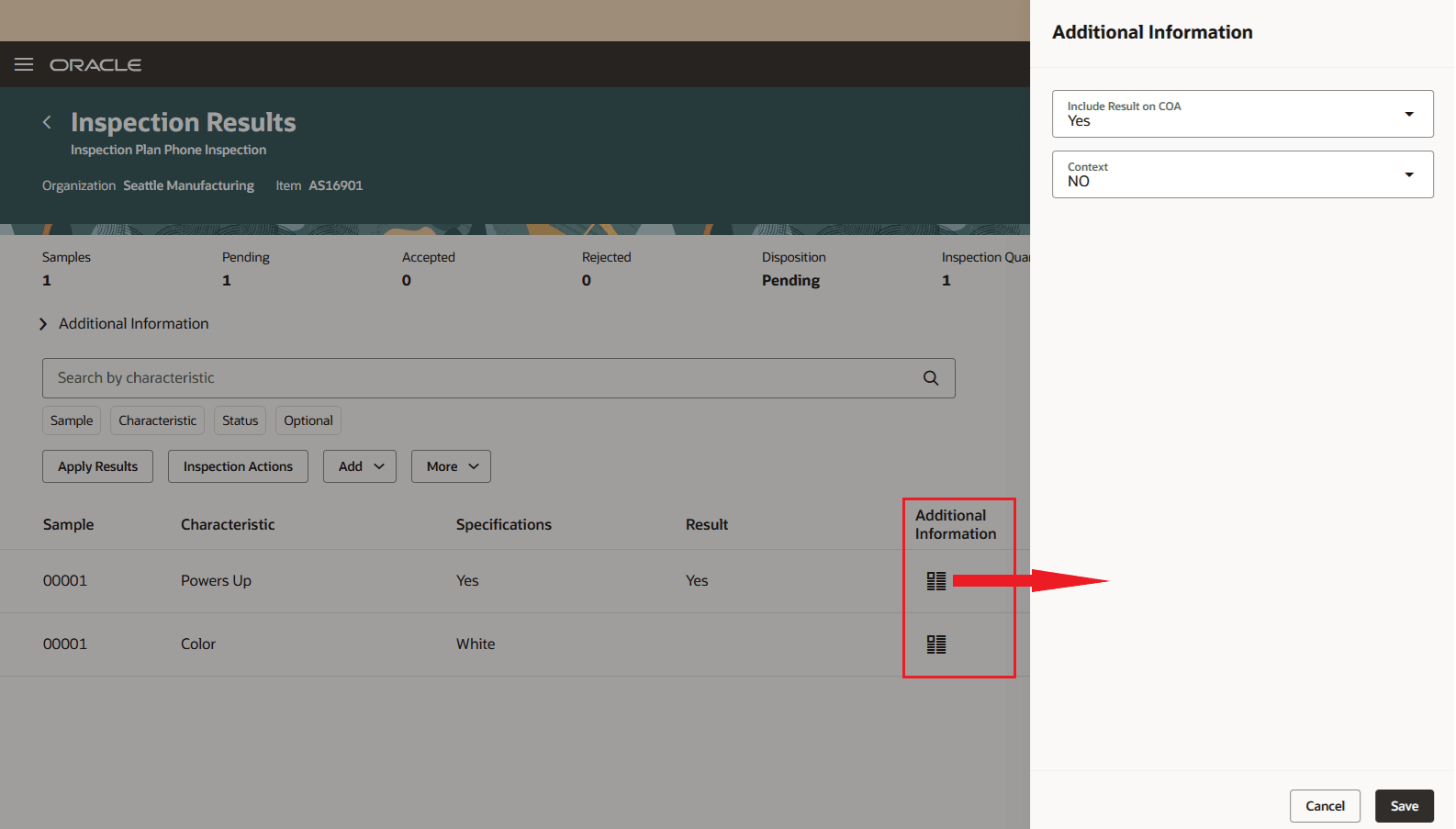 Used_Defined Fields for the Sample Result