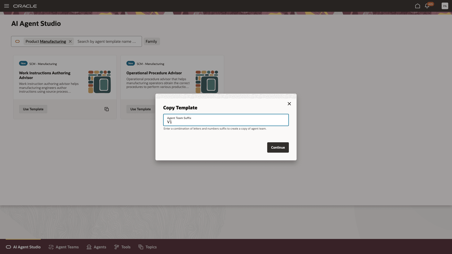 Create an Agent using the provided Template