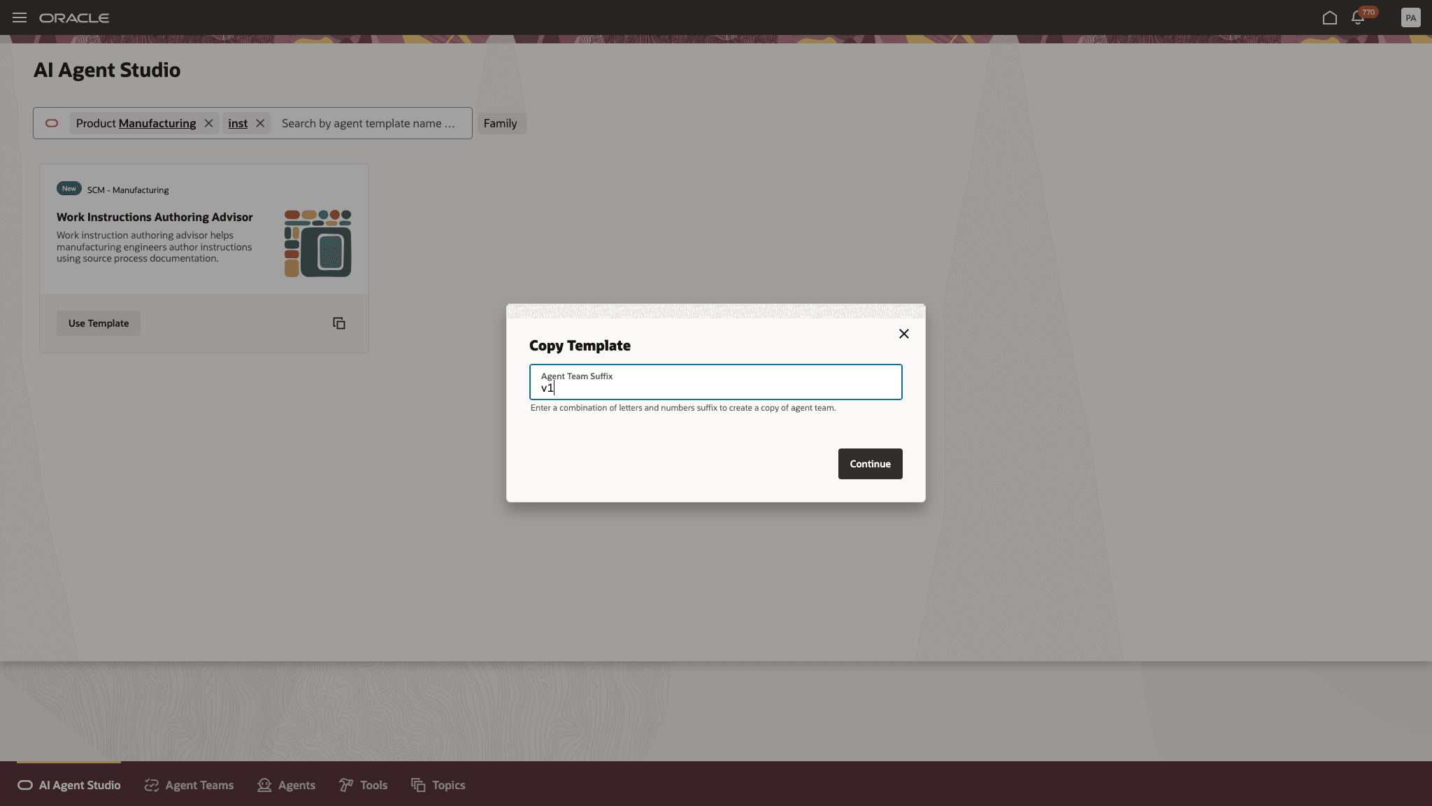 Creating an Agent using Copy Template