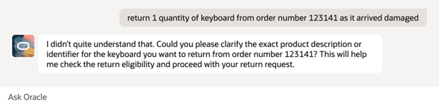 Message if agent doesn't understand your request