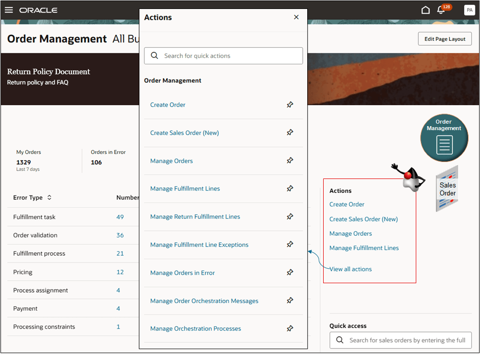Landing Page - Actions