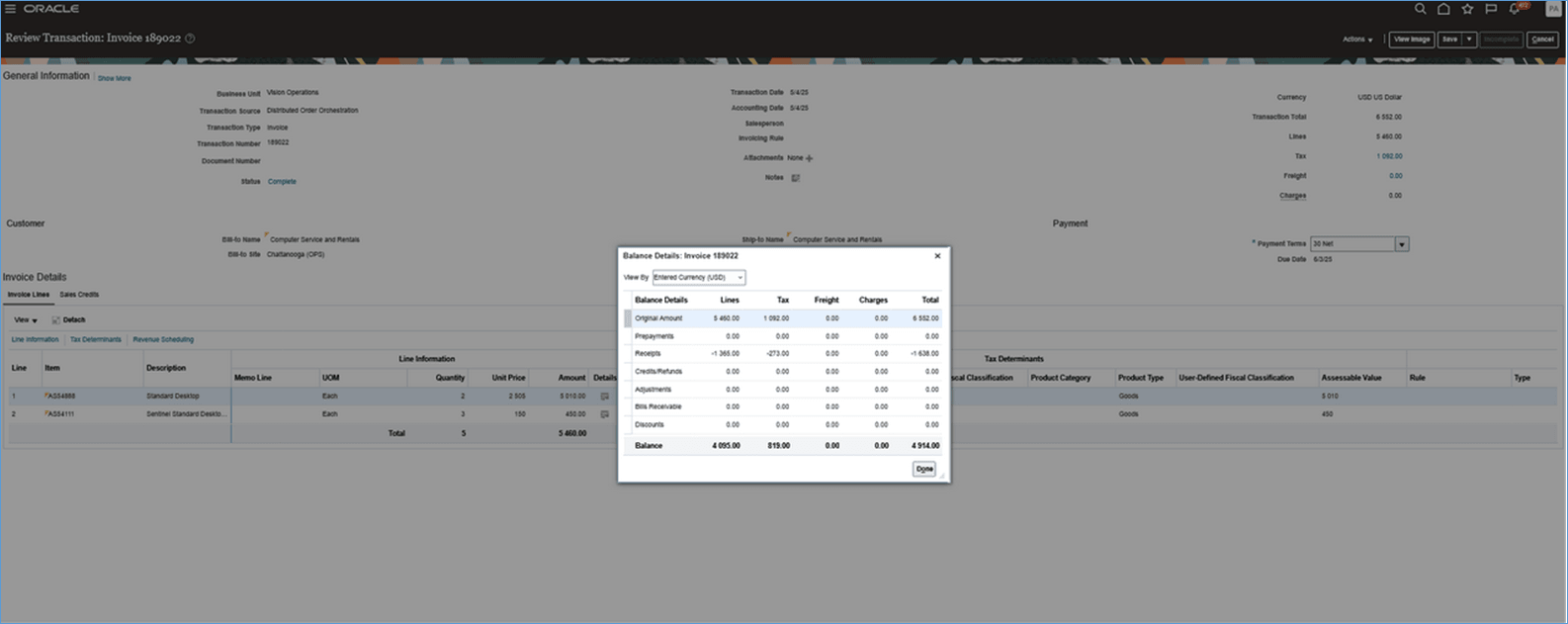 Invoice with payment