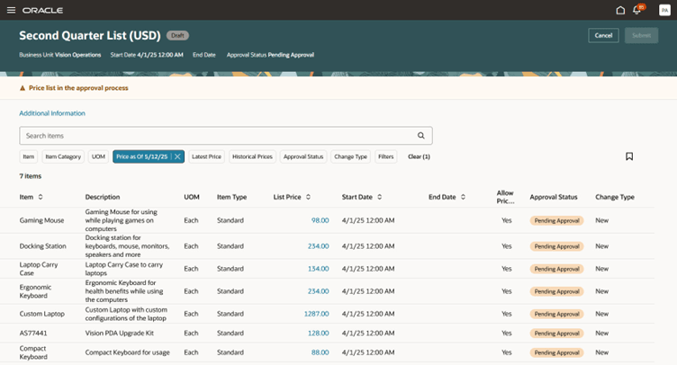 Pending Approval status