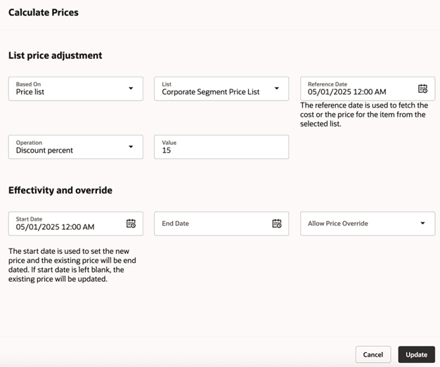calculate price according to price on another price list