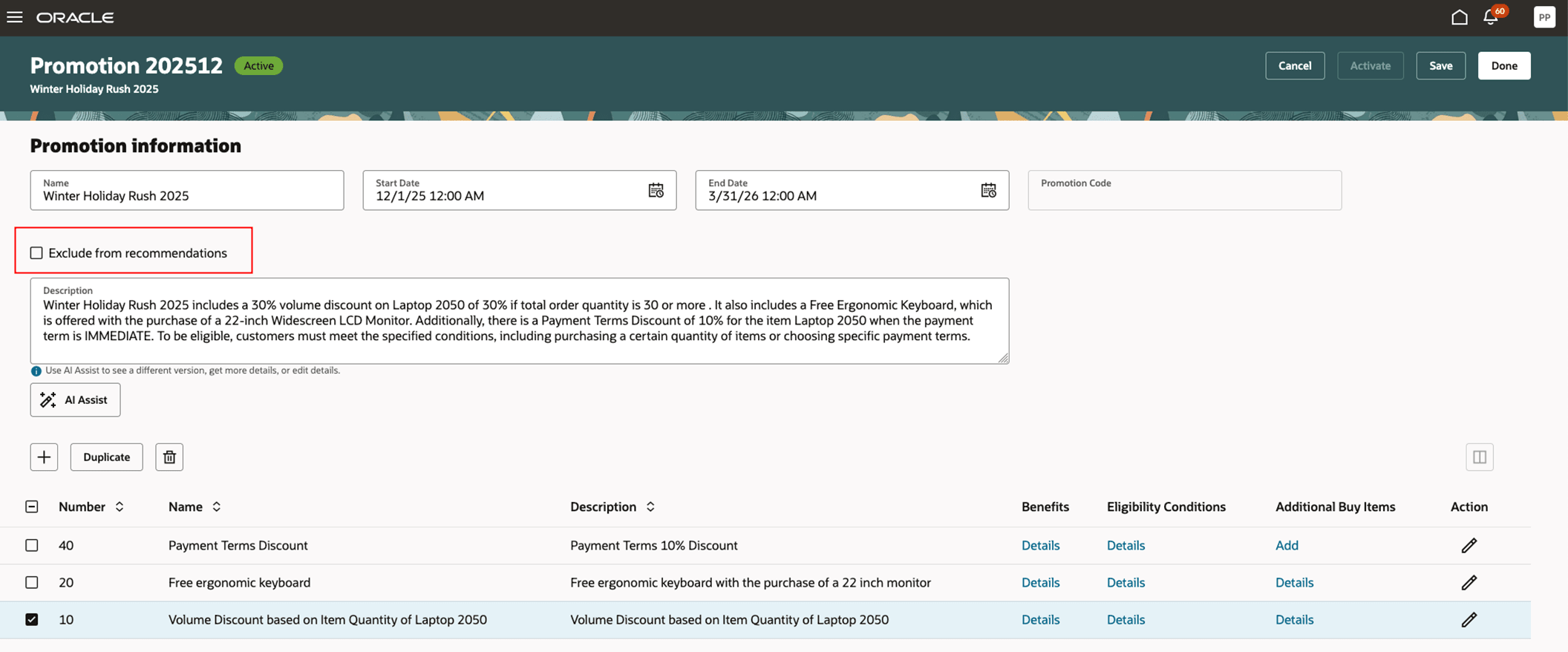 exclude from recommendations