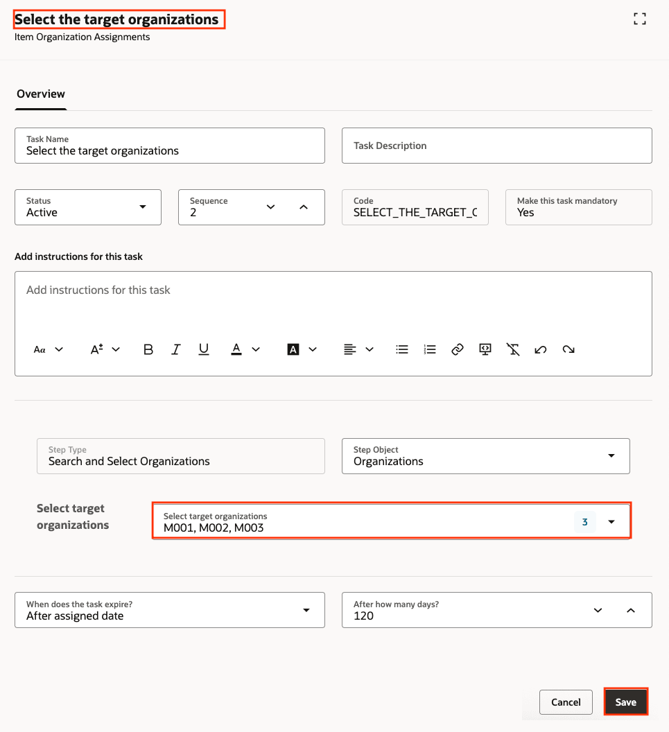 Task: Select the Target Organizations
