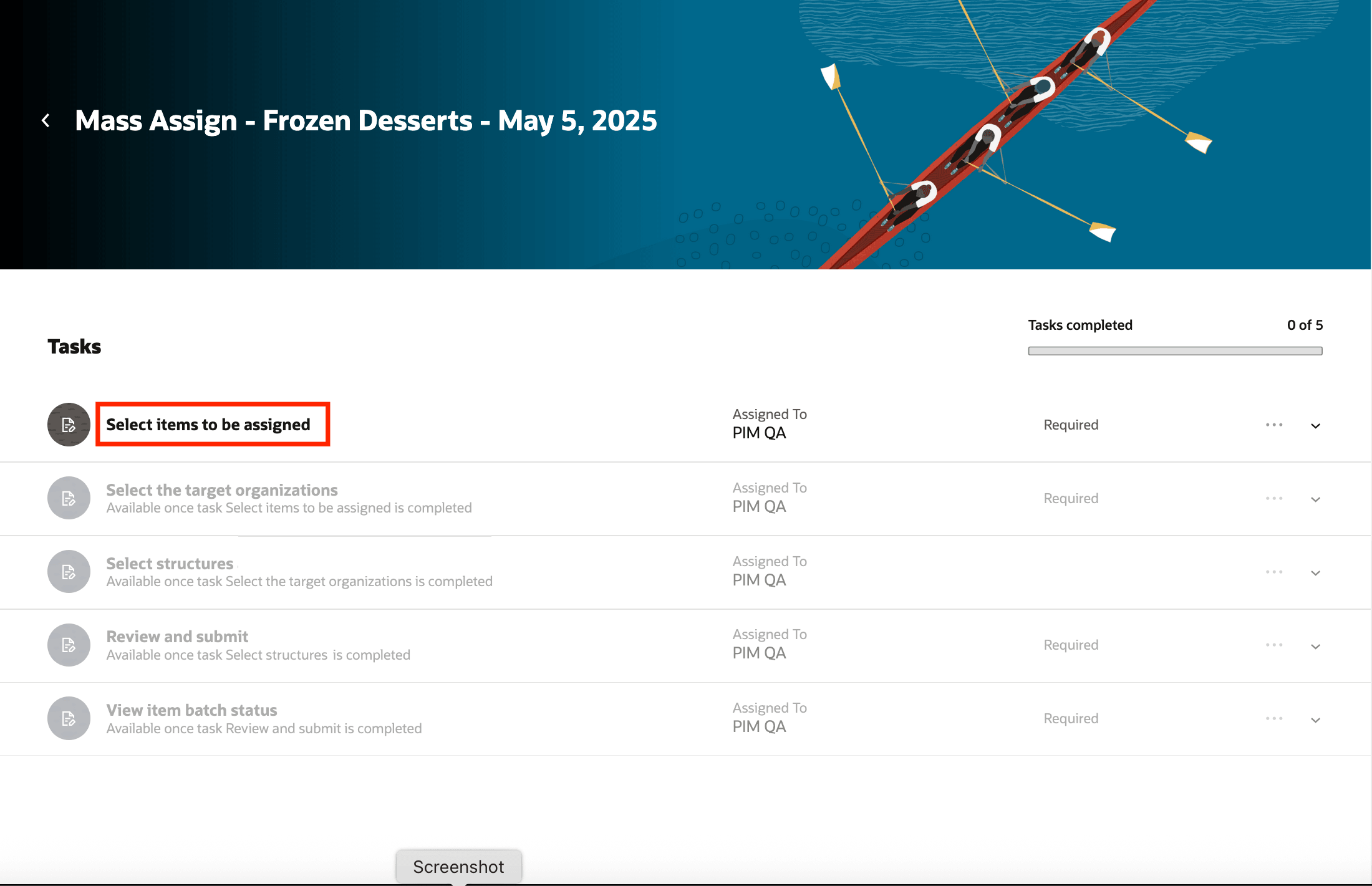 Task: Select Items to be Assigned