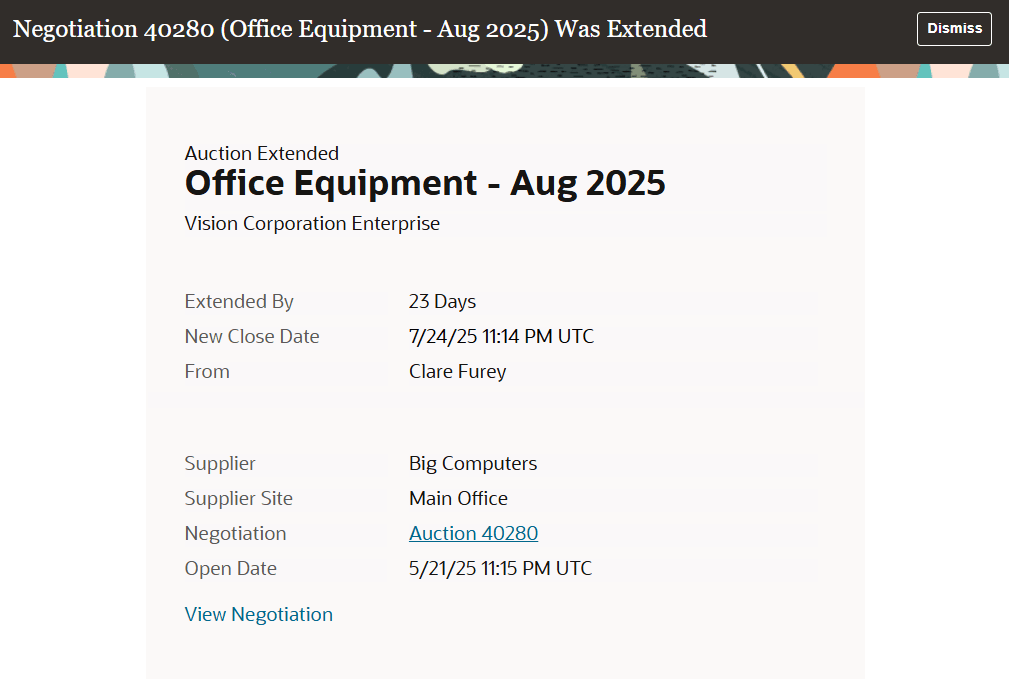 Negotiation Extended FYI Notification