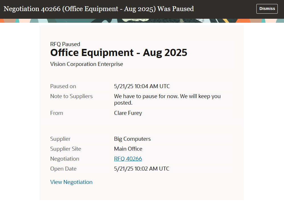Negotiation Paused FYI Notification